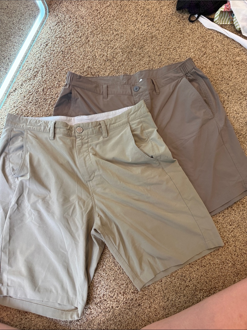 Free Fly Men's Casual Performance Shorts - Light Khaki and Taupe. 34.